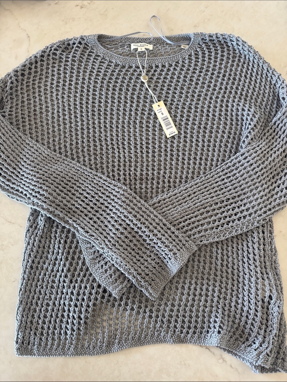 NWT Light Slate (blue/gray) Open Knit Women's Sweater - Max Studio London Size S